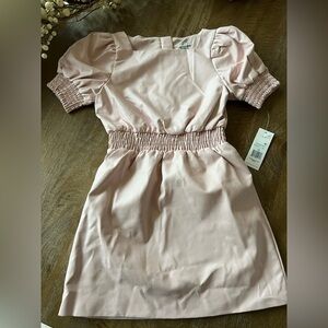 New - Girls Habitual Light Pink Faux Leather Dress